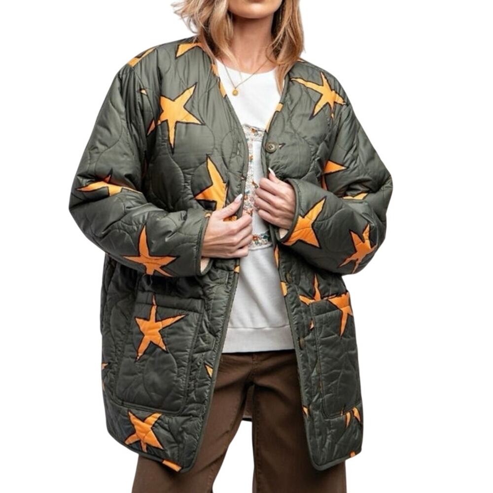 EASEL Reversible Jacket Quilted Starfish or Schnauzer Sherpa, Size L New w/ Tag - Picture 4 of 16